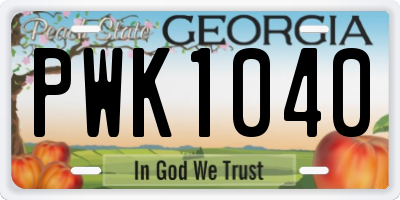 GA license plate PWK1040