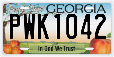 GA license plate PWK1042
