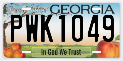 GA license plate PWK1049