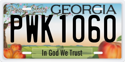GA license plate PWK1060
