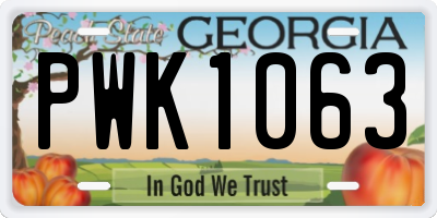 GA license plate PWK1063