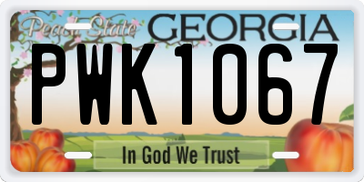 GA license plate PWK1067