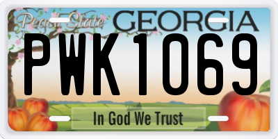 GA license plate PWK1069