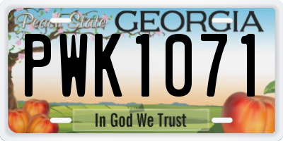 GA license plate PWK1071