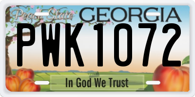 GA license plate PWK1072