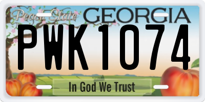 GA license plate PWK1074