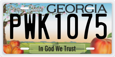 GA license plate PWK1075