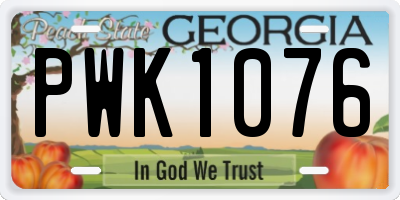 GA license plate PWK1076