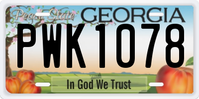 GA license plate PWK1078