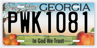 GA license plate PWK1081
