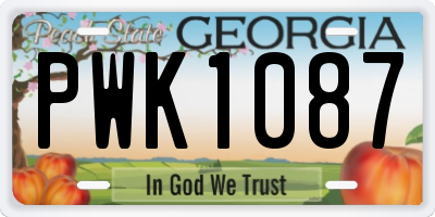 GA license plate PWK1087