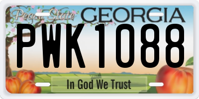GA license plate PWK1088