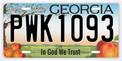 GA license plate PWK1093