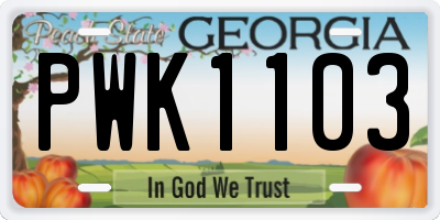 GA license plate PWK1103