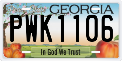 GA license plate PWK1106