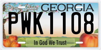GA license plate PWK1108