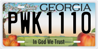 GA license plate PWK1110