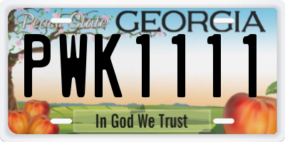 GA license plate PWK1111