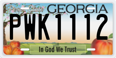 GA license plate PWK1112