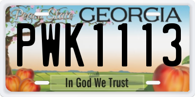 GA license plate PWK1113