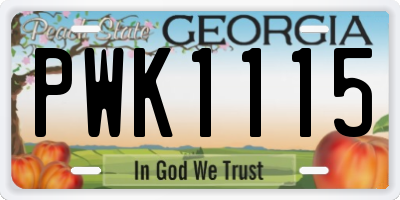GA license plate PWK1115