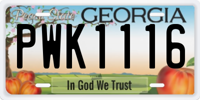 GA license plate PWK1116