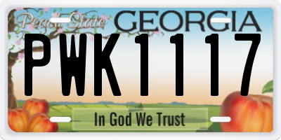 GA license plate PWK1117