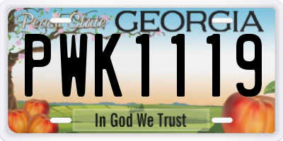 GA license plate PWK1119
