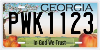 GA license plate PWK1123