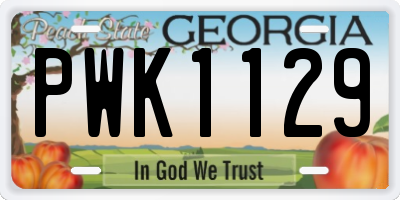 GA license plate PWK1129
