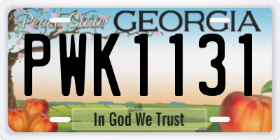 GA license plate PWK1131