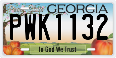 GA license plate PWK1132