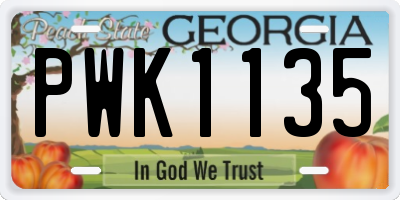 GA license plate PWK1135