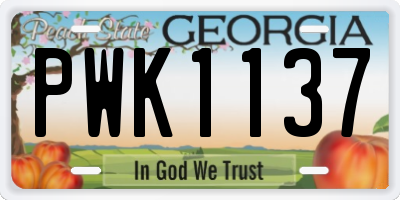 GA license plate PWK1137