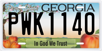 GA license plate PWK1140