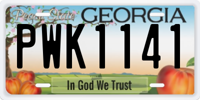 GA license plate PWK1141