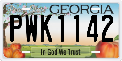 GA license plate PWK1142