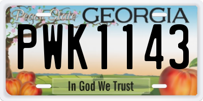 GA license plate PWK1143