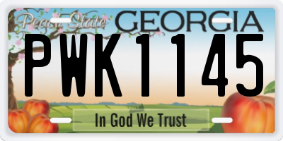 GA license plate PWK1145