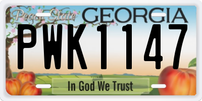 GA license plate PWK1147