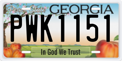 GA license plate PWK1151