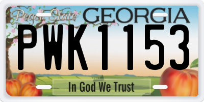 GA license plate PWK1153