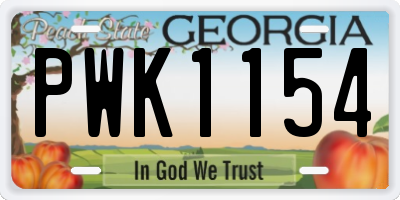 GA license plate PWK1154