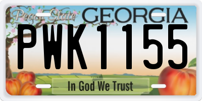 GA license plate PWK1155