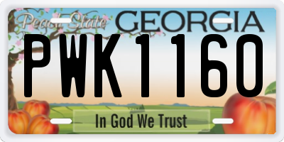 GA license plate PWK1160