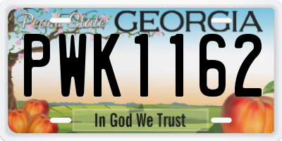GA license plate PWK1162