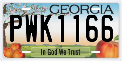 GA license plate PWK1166