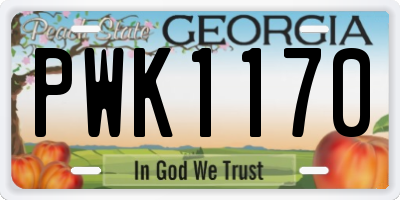 GA license plate PWK1170