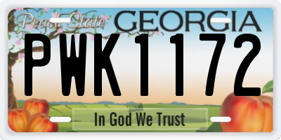 GA license plate PWK1172