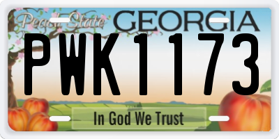 GA license plate PWK1173